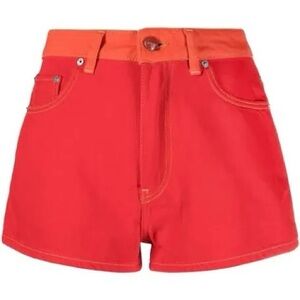 Ganni Red & Orange Denim Shorts